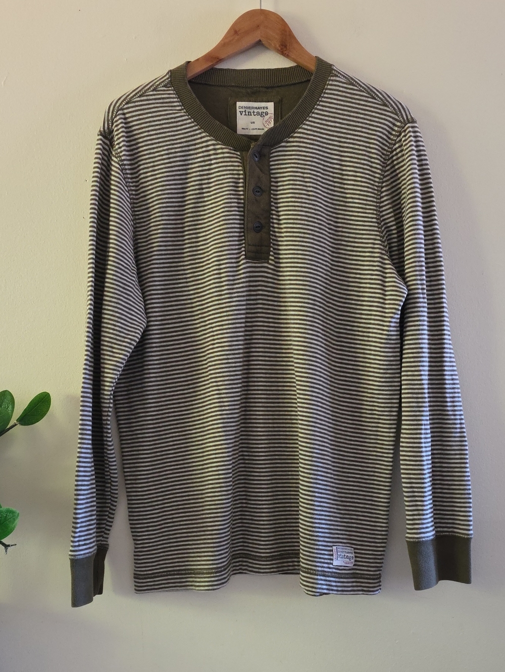 Denver Hayes Vintage LS  Cotton Henley - Double Lined - L